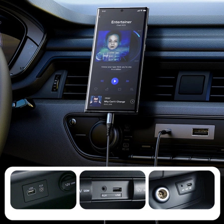 Joyroom kabel audio stereo AUX 3,5 mm mini jack - USB-C do telefonu 1,2m czarny (SY-A07)