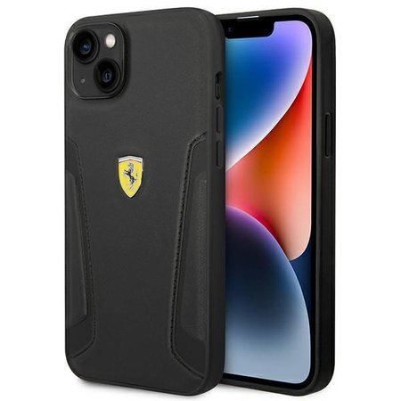 Ferrari FEHCP14SRBUK iPhone 14 6,1" czarny/black hardcase Leather Stamp Sides