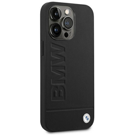 Etui BMW BMHCP14XSLLBK na iPhone 14 Pro Max - czarne Leather Stamp
