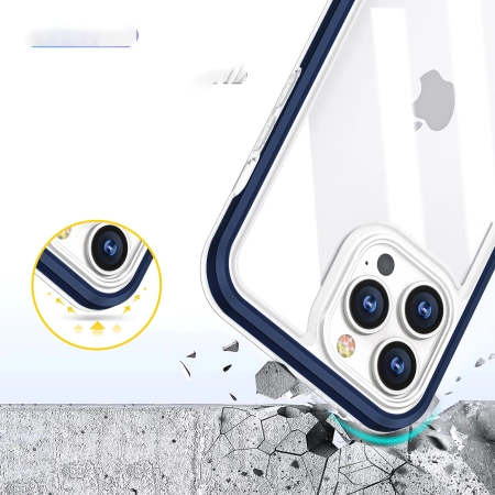 Clear 3in1 etui do iPhone 13 Pro Max żelowy pokrowiec z ramką niebieski