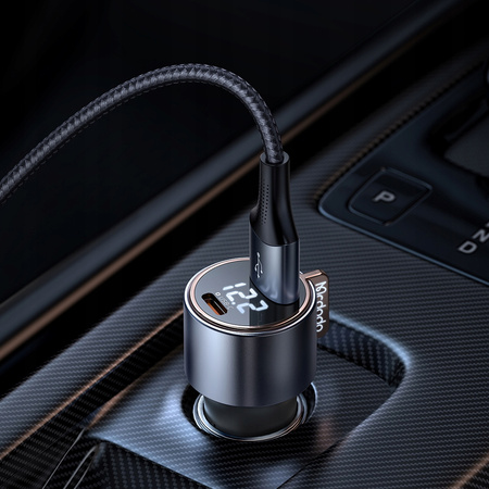MCDODO MOCNA SZYBKA ŁADOWARKA SAMOCHODOWA Z MIERNIKIEM 2X USB USB-C 75W LED