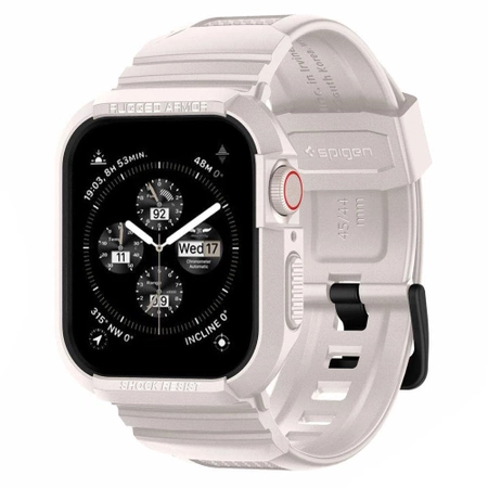 Etui Spigen Rugged Armor Pro na Apple Watch 4 / 5 / 6 / 7 / 8 / 9 / SE (44 / 45 mm) - beżowe