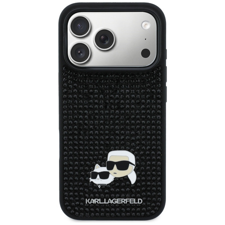 Etui Karl Lagerfeld Rhinestones          Karl&Choupette Pin do iPhone 17 Pro czarny
