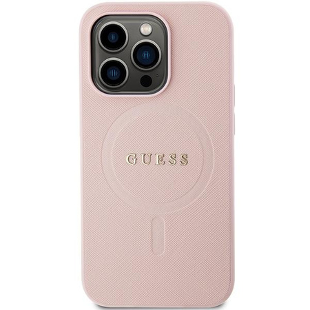 Etui Guess GUHMP14XPSAHMCP na iPhone 14 Pro Max - różowe Saffiano MagSafe