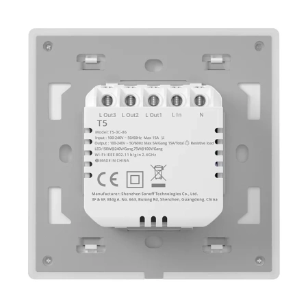 SONOFF TX T5 2C PRZEŁĄCZNIK DOTYKOWY WIFI DO ZARZĄDZANIA 2 ŹRÓDŁAMI ŚWIATŁA