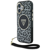 GUESS ETUI DO IPHONE 16 DO MAGSAFE LEOPARD TRIANGLE Z PRZESZROCZYSTYM PASEM