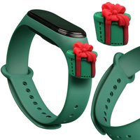 Strap Xmas opaska do Xiaomi Mi Band 4 / Mi Band 3 świąteczny silikonowy pasek bransoletka ciemnozielony (prezent)