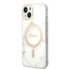 Guess zestaw ładowarka MagSafe + etui do iPhone 14 Plus 6,7" białe Marble (GUBPP14MHMEACSH)