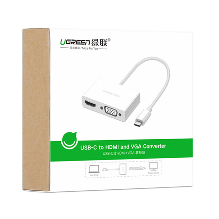 Ugreen przejściówka adapter konwerter wideo USB Typ C - HDMI / VGA biały (MM123)