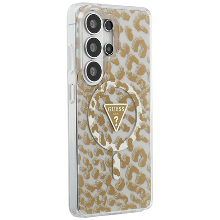 Etui Guess IML Leopard Print Triangle    MagSafe do Samsung Galaxy S26 Ultra brązowy