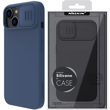 Nillkin CamShield Silky Silicone Case etui iPhone 14 Plus pokrowiec z osłoną na aparat niebieski