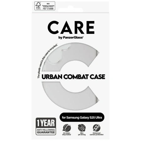 Etui CARE by PanzerGlass Flagship Urban Combat do Samsung Galaxy S25 Ultra - przezroczysty