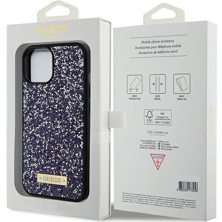 Etui Guess Rhinestone Metal Logo na iPhone 15 - różowe