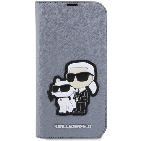 Etui Karl Lagerfeld KLBKP14XSANKCPG na iPhone 14 Pro Max 6.7" bookcase - srebrne Saffiano Karl&Choupette