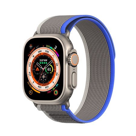 Sportowy pasek na rzepy do Apple Watch Ultra / 8 / 7 / 6 / SE / 5 / 4 / 3 / 2 / 1 (42, 44, 45, 49 mm) Dux Ducis Strap YJ Version - niebiesko-szary