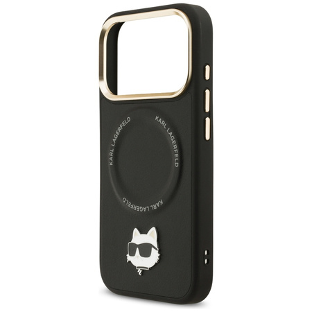 Etui Karl Lagerfeld Big Strap Choupette  Metal Logo MagSafe do iPhone 17 Pro Max czarny