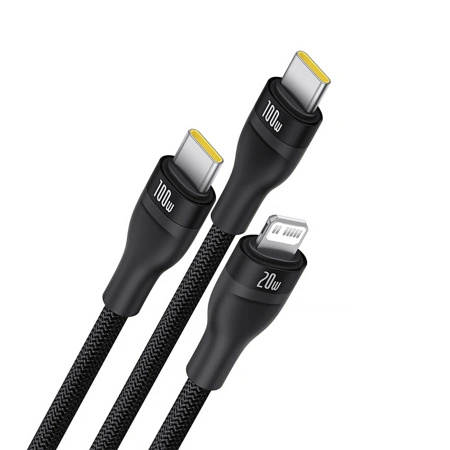 BASEUS KABEL 3W1 USB-C DO LIGHTNING 1,5M DO IPHONE 12 13 14 100W Z 3 KABLAM