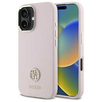 GUESS SYLIKON CASE ETUI DO IPHONE 16 6.1 LOGO Z KRYSZTAŁKAMI STRASS