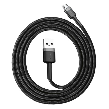 Baseus Cafule Cable wytrzymały nylonowy kabel przewód USB / micro USB QC3.0 2.4A 1M czarno-szary (CAMKLF-BG1)