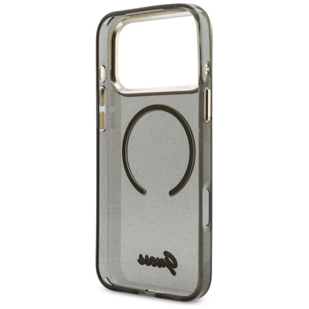 Etui Guess IML Glitters Script Strap     MagSafe do iPhone 17 Pro Max czarny