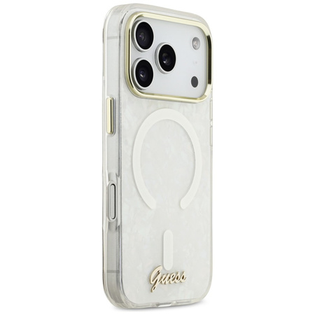 Etui Guess IML Shell Script Metal        MagSafe do iPhone 17 Pro Max biały