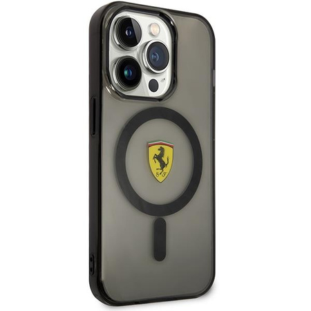 Etui Ferrari FEHMP14LURKK na iPhone 14 Pro - czarne Translucent Magsafe