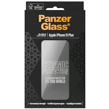 Szkło ceramiczne PanzerGlass Ceramic Protection na iPhone 15 Plus z pozycjonerem