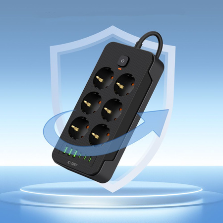 TECH-PROTECT LISTWA ZASILAJĄCA PC6X6 DO 3 USB 3 TYPE-C 6 GNIAZD 200CM