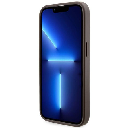 Etui Guess GCube Stripes MagSafe GUHMP14LHGCFSEW na iPhone 14 Pro - brązowe