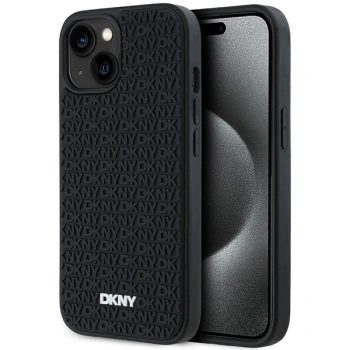 DKNY ETUI HARDCASE DO IPHONE 15 14 13 Z 3D RUBBER REPEAT PATTERN OCHRONNE