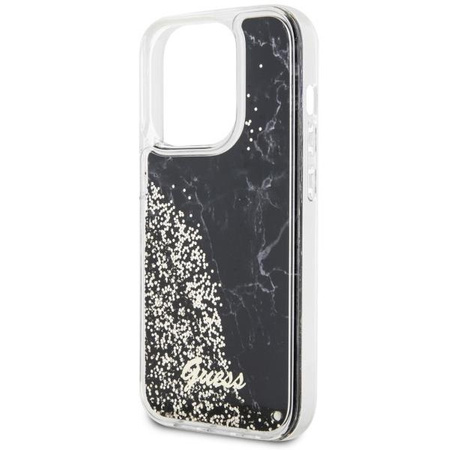 Etui Guess GUHCP14LLCSGSGK na iPhone 14 Pro - czarne Liquid Glitter Marble