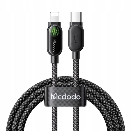 MCDODO KABEL USB-C LIGHTNING SZYBKIE ŁADOWANIE PD 36W 1M LED CZARNY