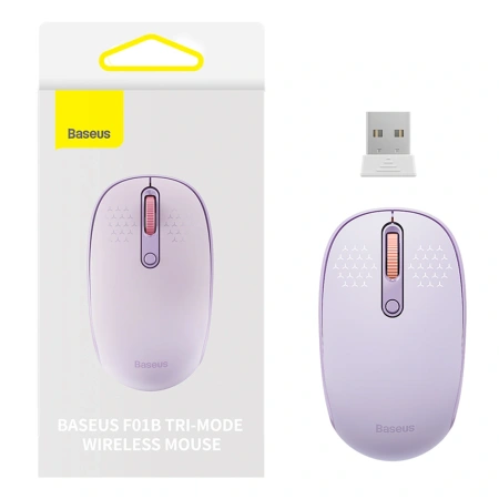 Myszka bezprzewodowa Baseus F01B 2.4GHz + Bluetooth 3.0 + 5.0 - fioletowa