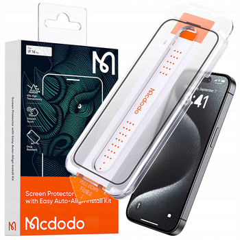 MCDODO EZ PASTE SZKŁO HARTOWANE MOCNA SZYBKA DO ETUI DO IPHONE 16