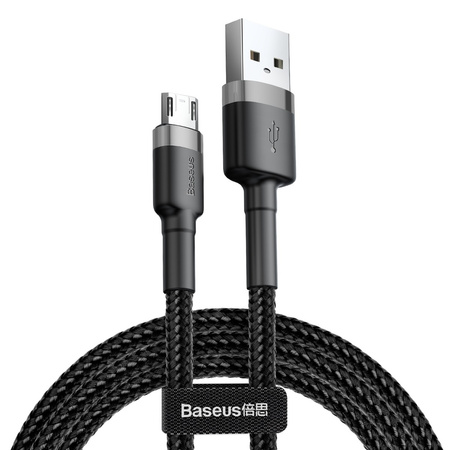 Baseus Cafule Cable wytrzymały nylonowy kabel przewód USB / micro USB QC3.0 2.4A 1M czarno-szary (CAMKLF-BG1)