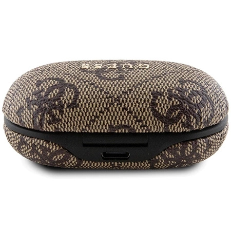 Słuchawki Bluetooth TWS Guess 4G Metal ze stacją dokującą ENC - brązowe