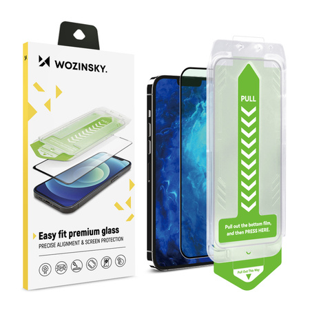 Szkło hartowane 9H z ramką montażową Wozinsky Premium Glass do iPhone 15 - czarne