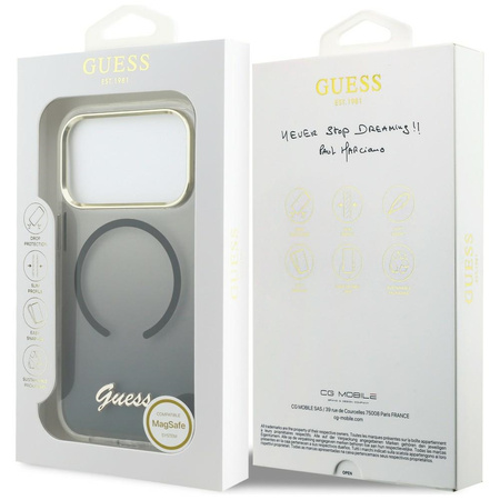 Etui Guess IML Gradient Script Metal     MagSafe do iPhone 17 Pro czarny