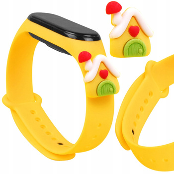 Strap Xmas opaska do Xiaomi Mi Band 6 / Mi Band 5 świąteczny silikonowy pasek bransoletka żółty (domek)