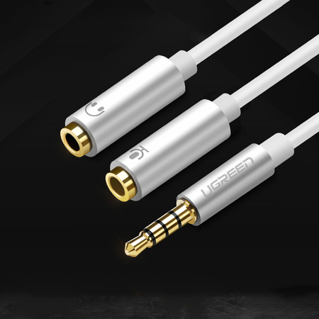 Ugreen kabel przewód rozdzielacz słuchawkowy mini jack 3,5 mm - 2 x mini jack 3,5mm (mikrofon + wyjście stereo) czarny (AV141)