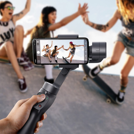 Baseus 3 osiowy Gimbal do telefonu smartfona ręczny stabilizator obrazu do filmów i zdjęć Live Vlog YouTube TikTok  szary (SUYT-0G)