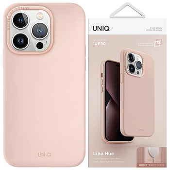 Etui Uniq Lino Hue na iPhone 14 Pro Magclick Charging rózowy/blush pink