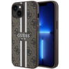 Etui Guess GUHMP14MP4RPSW na iPhone 14 Plus - brązowe 4G Printed Stripes MagSafe