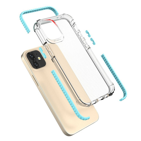 Spring Armor żelowy elastyczny pancerny pokrowiec z kolorową ramką do iPhone 12 Pro niebieski