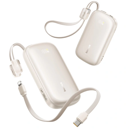 Powerbank Baseus EnerFill FC21 Qpow 3 Ultra 20000mAh 22.5W z wyświetlaczem z dołączonym kablem - beżowy