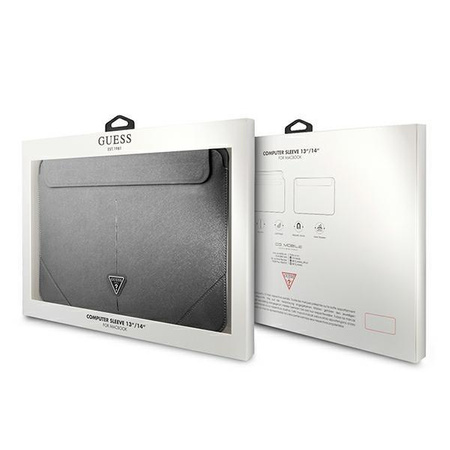 Guess Sleeve GUCS14PSATLG 13/14" srebrny /silver Saffiano Triangle Logo