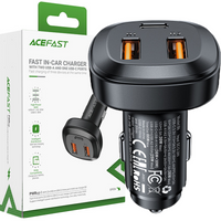 Acefast ładowarka samochodowa 66W 2x USB / USB Typ C, PPS, Power Delivery, Quick Charge 4.0, AFC, FCP, SCP czarny (B9)