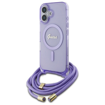 GUESS ETUI CASE HARDCASE DO IPHONE 16 6.1 DO MAGSAFE CROSSBODY CORD SCRIPT