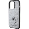Etui Karl Lagerfeld Fixed Glitter Choupette Logo Metal Pin do iPhone 15 Pro Max - srebrne