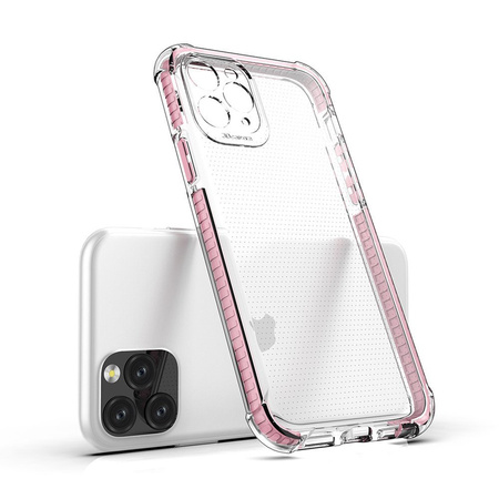 Spring Armor żelowy elastyczny pancerny pokrowiec z kolorową ramką do iPhone 12 mini różowy